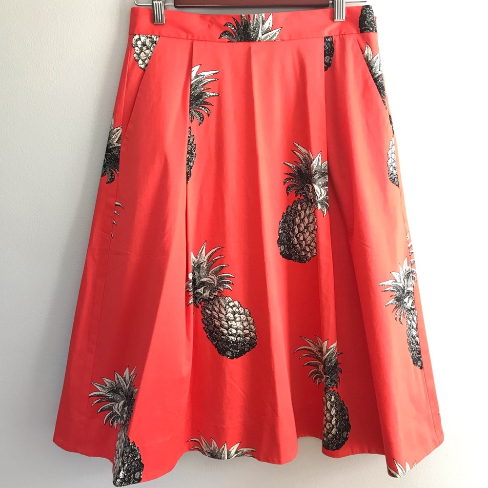 NWOT Ann Taylor Pineapple Midi Skirt w Pockets🧡🍍